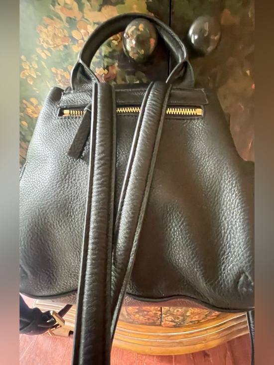 Tory Burch Black Logo-Print Interior with Gold Plaque hardware. main image 3
